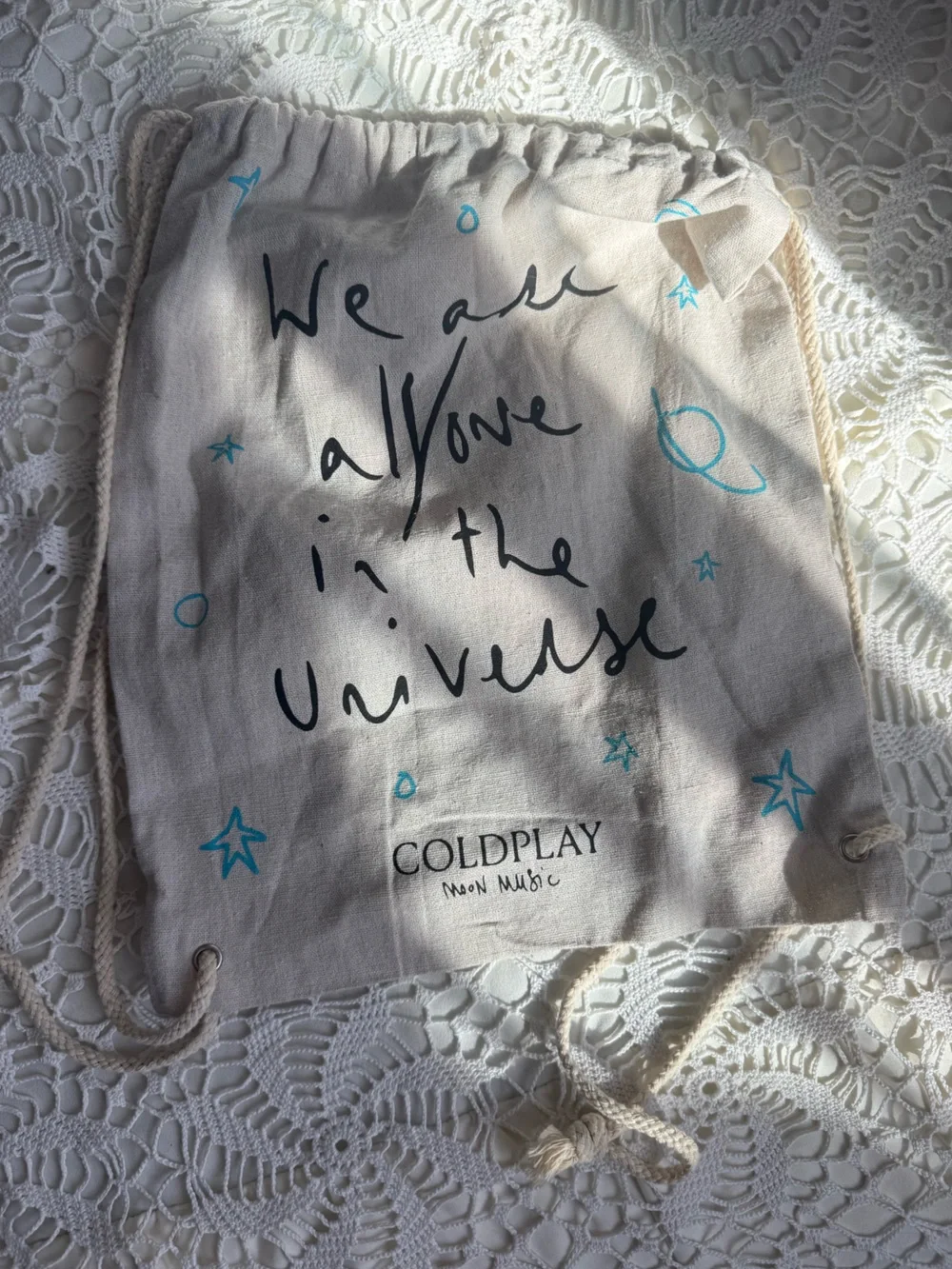 Coldplay official merch canvas drawstring backpack